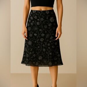 Vintage Briggs New York Black and White Floral Skirt